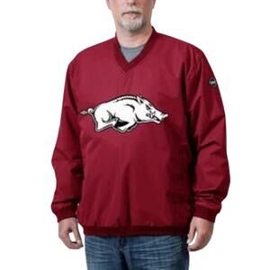 Franchise Club Red v neck pullover windbreaker Arkansas Razorbacks sz xxl